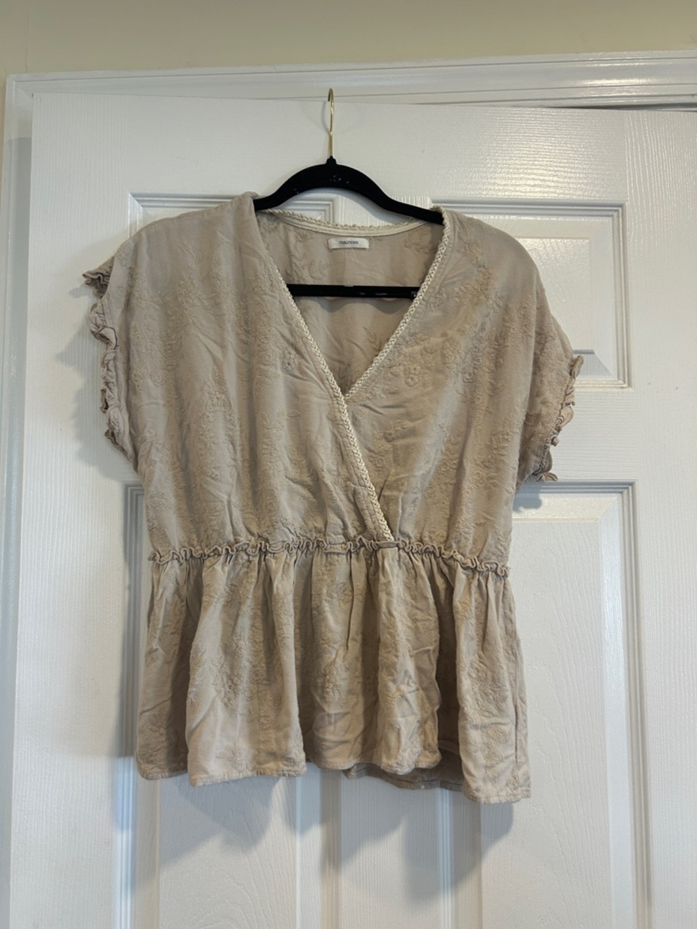 Maurices Beige V-Neck Peplum Blouse